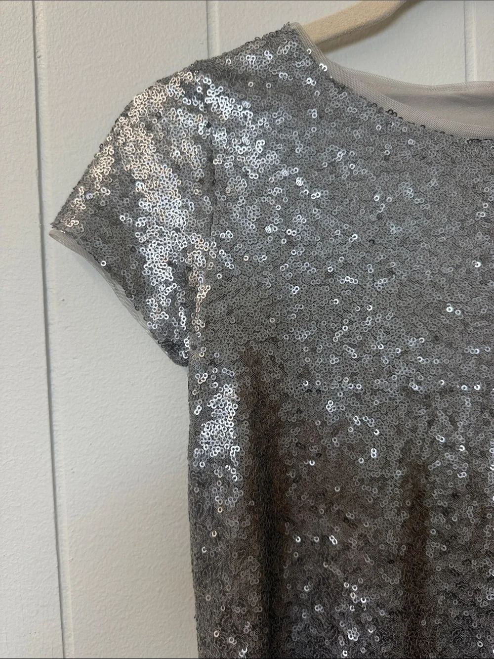 Gap Girls Silver Sequin Short Sleeve Party Dress